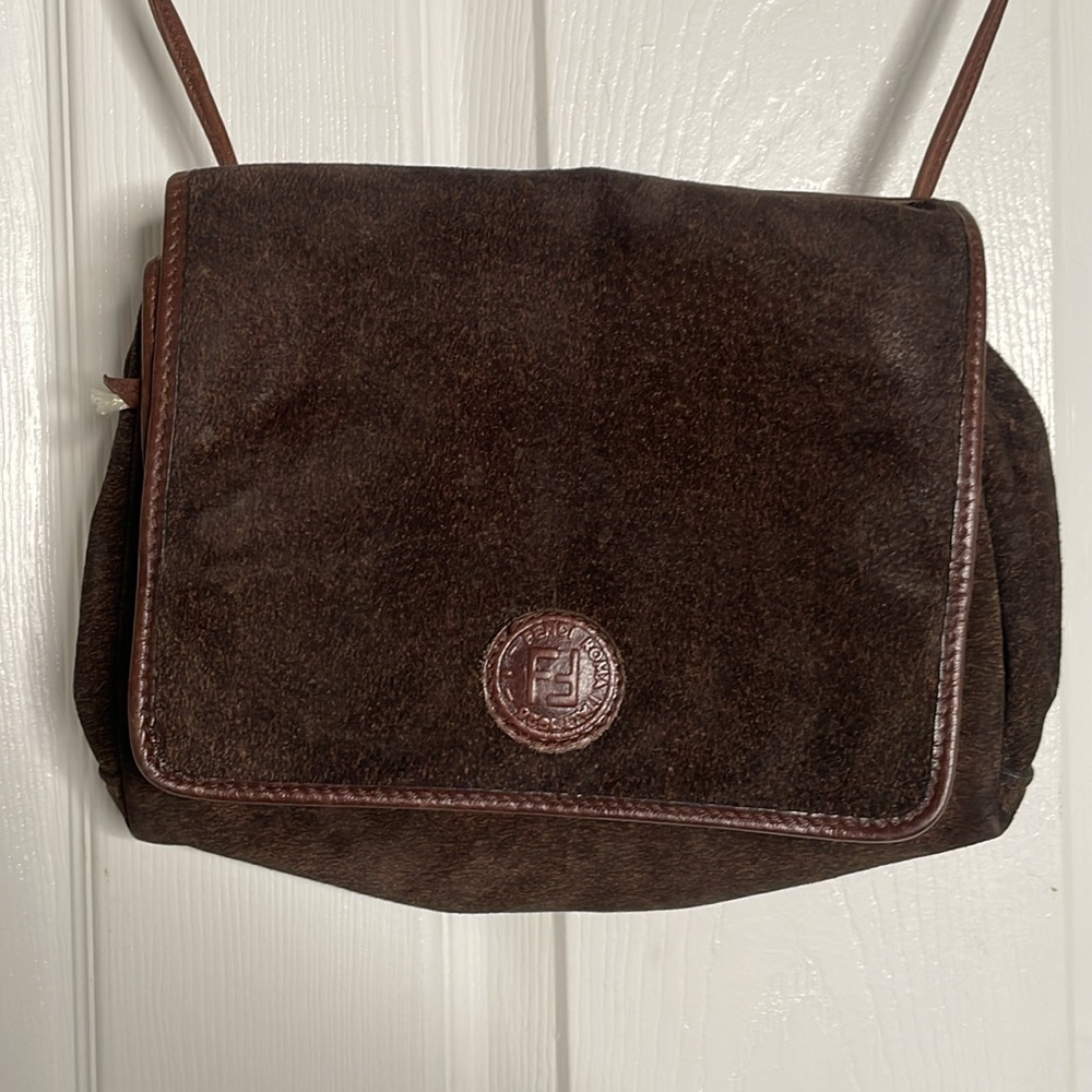 Vintage Fendi suede & leather crossbody handbag - Picture 2 of 8